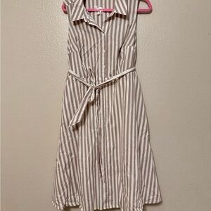 Torrid Tan and Cream Striped Sleeveless Dress